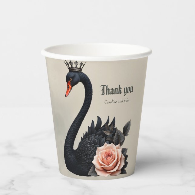 Rare as a black swan, timeless as true love. paper cups (Front)
