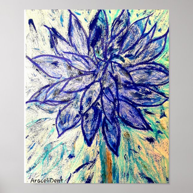 Rare Blue Dahlia Flower Poster (Front)