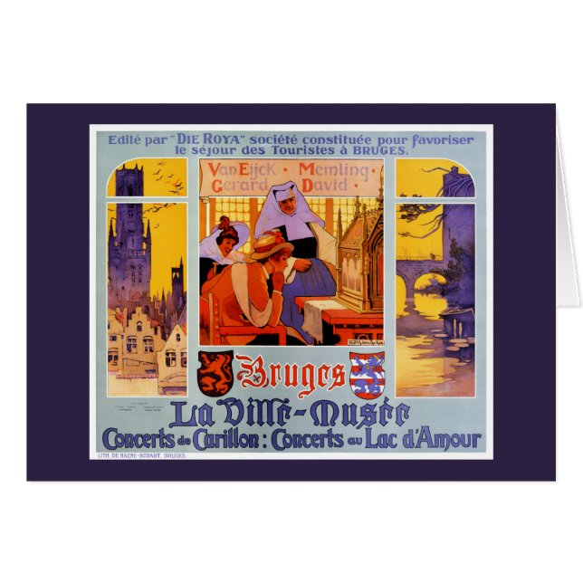 Rare Bruges Vintage Travel Poster Restored (Front Horizontal)