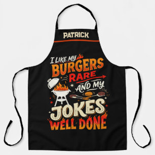 Rare Burgers Done Jokes Apron, Custom BBQ Gift Apron