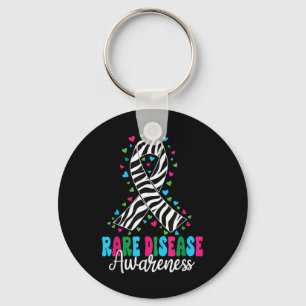 Rare Disease Awareness 2025 Zebra Ribbon Rare Dise Keychain