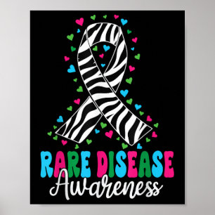 Rare Disease Awareness 2025 Zebra Ribbon Rare Dise Poster