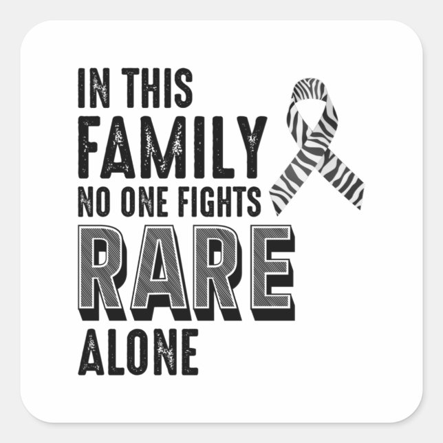 Rare Disease Awareness Day Zebra Ribbon Square Sticker (Front)