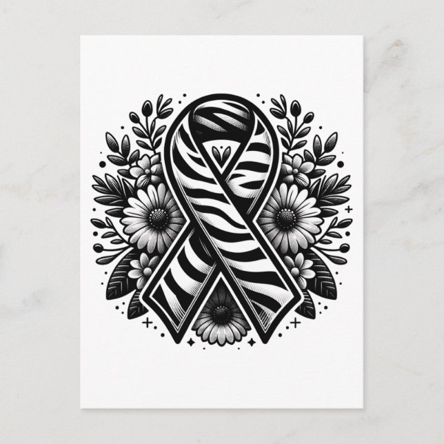 Rare Disease Awareness Ribbon with Flowers Postcard (Front)
