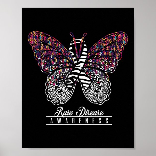 Rare Disease Awareness Shirt Butterfly Lovers Gift Poster (Front)