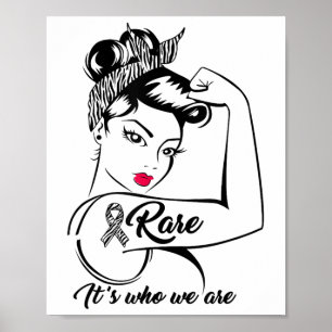 Rare Disease Awareness Warrior Zebra Ribbon Strong Poster