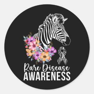 Rare Disease Awareness Zebra Rare Disease Warrior  Classic Round Sticker