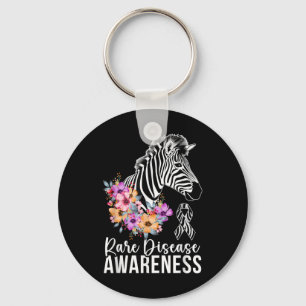 Rare Disease Awareness Zebra Rare Disease Warrior  Keychain