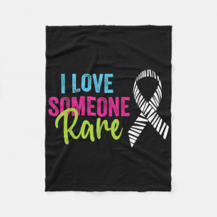 Rare Disease Awareness Zebra Ribbon, I Love Someon Fleece Blanket