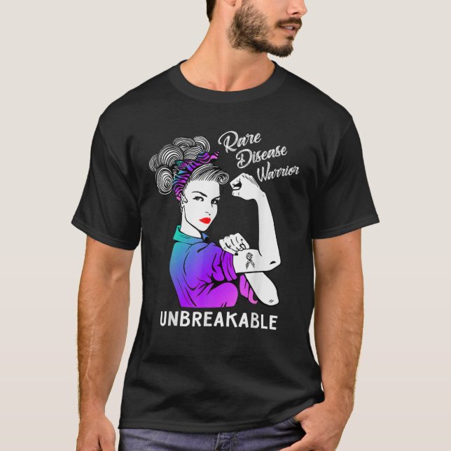 Rare Disease Warrior Unbreakable Awareness T-Shirt (Front)