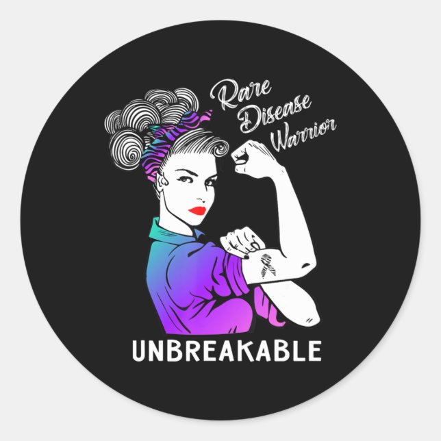 Rare Disease Warrior Unbreakable T-Shirt Awareness Classic Round Sticker (Front)