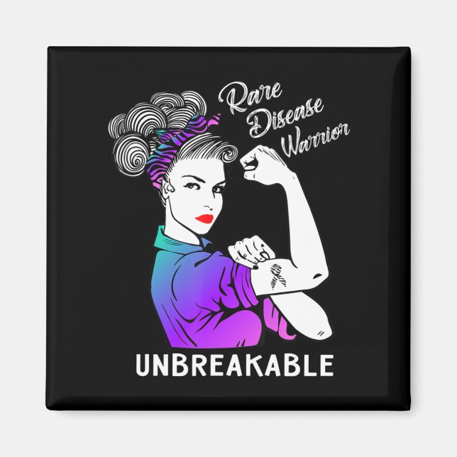Rare Disease Warrior Unbreakable T-Shirt Awareness Magnet (Front)