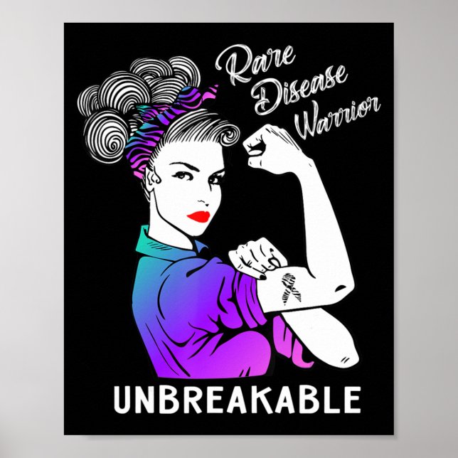 Rare Disease Warrior Unbreakable T-Shirt Awareness Poster (Front)
