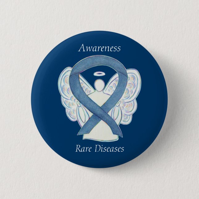 Rare Diseases Denim Awareness Angel Ribbon Pin (Front)