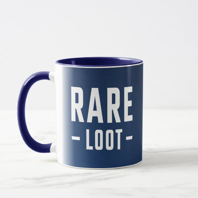 Rare Loot Dark Blue Typography Gamer  Mug (Left)