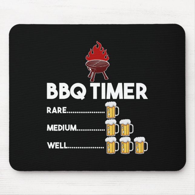 Rare Medium Well Funny Bbq Timer Beer Gift Byrbecu Mouse Pad (Front)