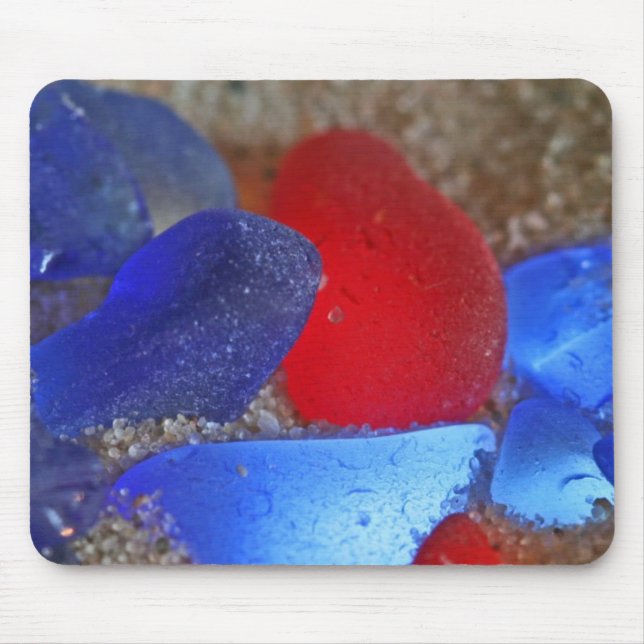 Rare Red And Cobalt Blue Seaglass Mouse Pad (Front)