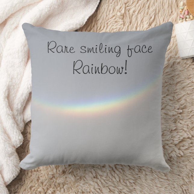 Rare Upside-down Smiling Face Rainbow Jersey Shore Throw Pillow (Blanket)