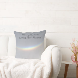 Rare Upside Down Smiling Face Rainbow Jersey Shore Throw Pillow