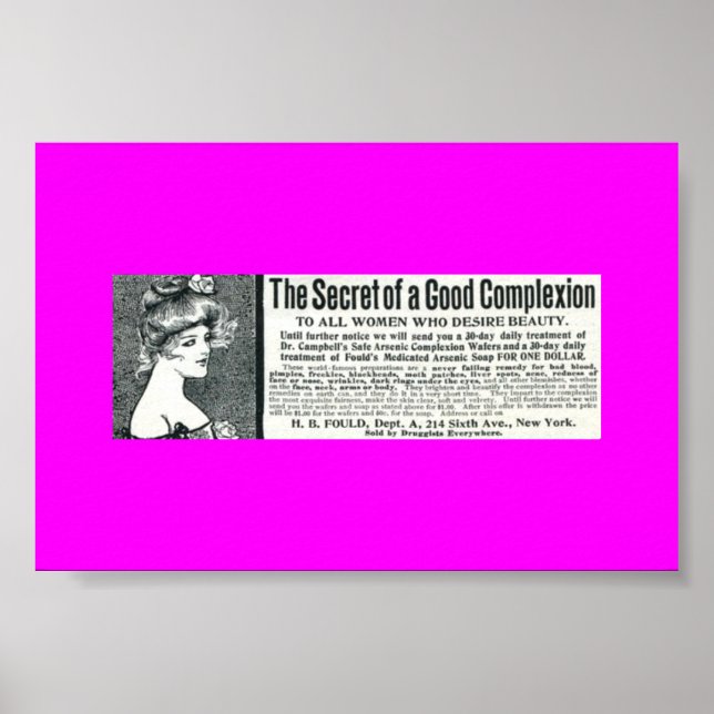 Rare Vintage Ad ARSENIC SOAP, Women's Toiletries Poster (Front)