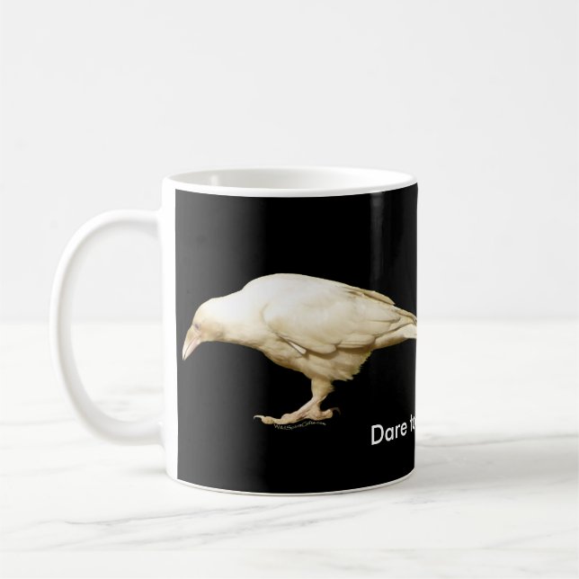 Rare White (leucystic) Raven for Bird-lovers Coffee Mug (Left)