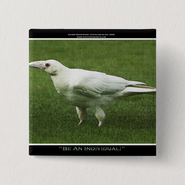 Rare White Raven Motivation Pin (Front)