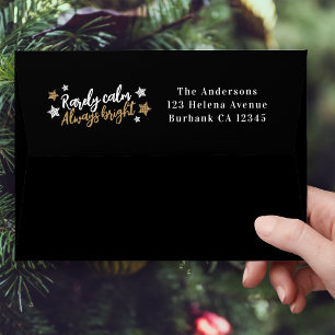 Rarely Calm Always Bright Christmas Return Address Envelope