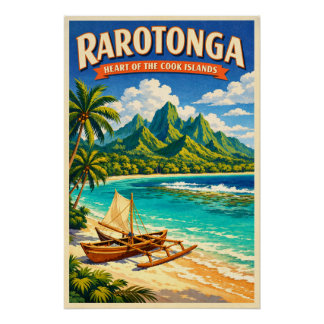 Rarotonga, Cook Islands, in a classic retro Poster
