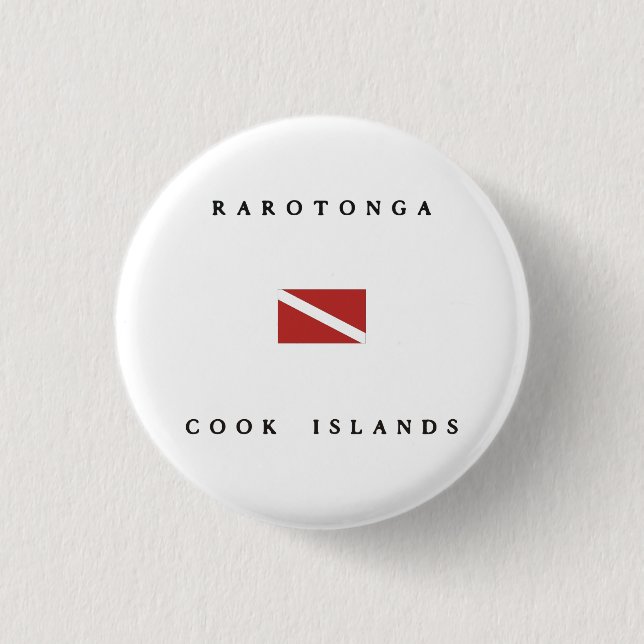 Rarotonga Cook Islands Scuba Dive Flag 1 Inch Round Button (Front)