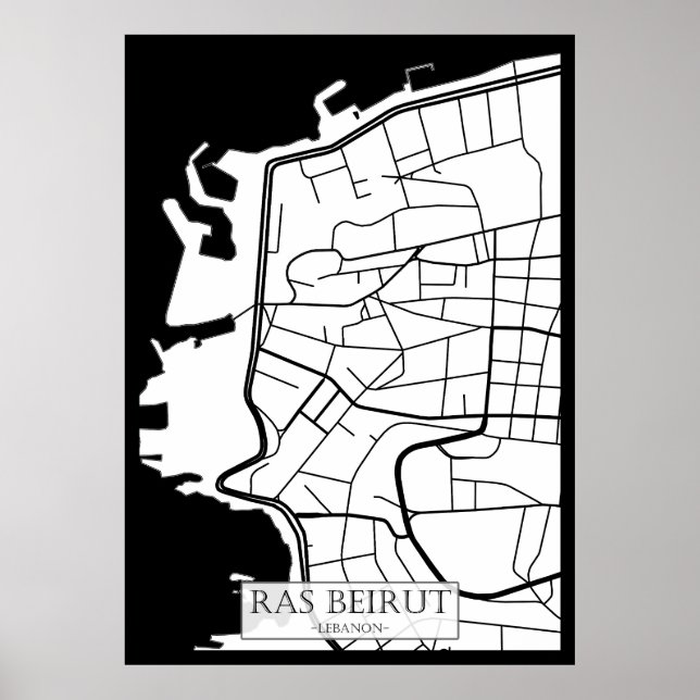 Ras Beirut Lebanon City Map Poster (Front)