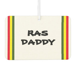 RAS DADDY   Red Yellow Green Stripes on WHITE Air Freshener