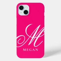 Rasberry pink monogrammed Case-Mate iPhone 15 case