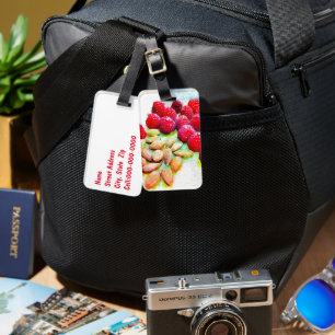 Raspberries and Almonds Watercolor Luggage Tag