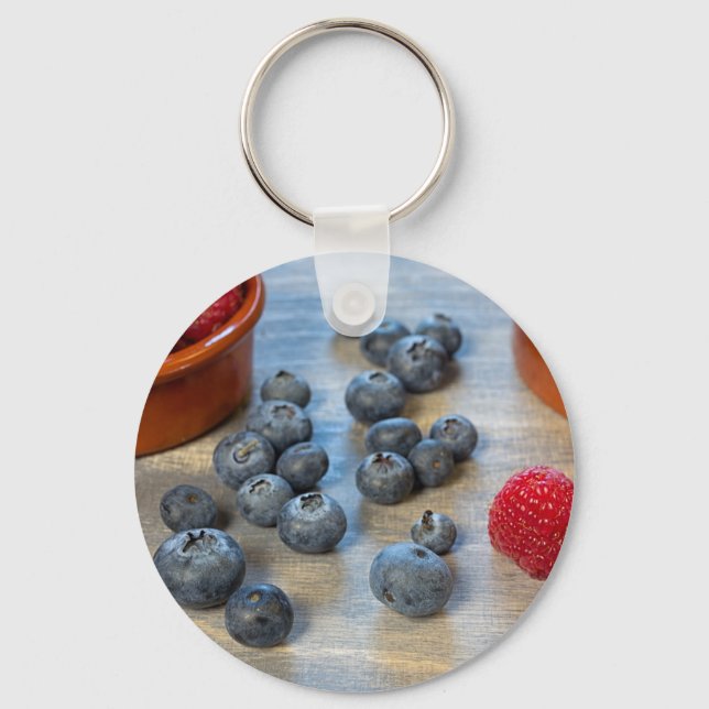 Raspberries and Blueberries Keychain (Front)