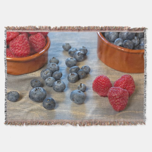 Raspberries and Blueberries Throw Blanket (Front)