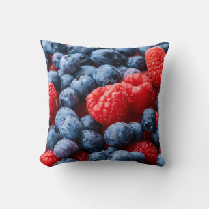 Raspberries and Blueberries Throw Pillow