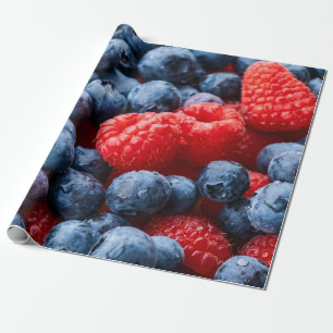 Raspberries and Blueberries Wrapping Paper