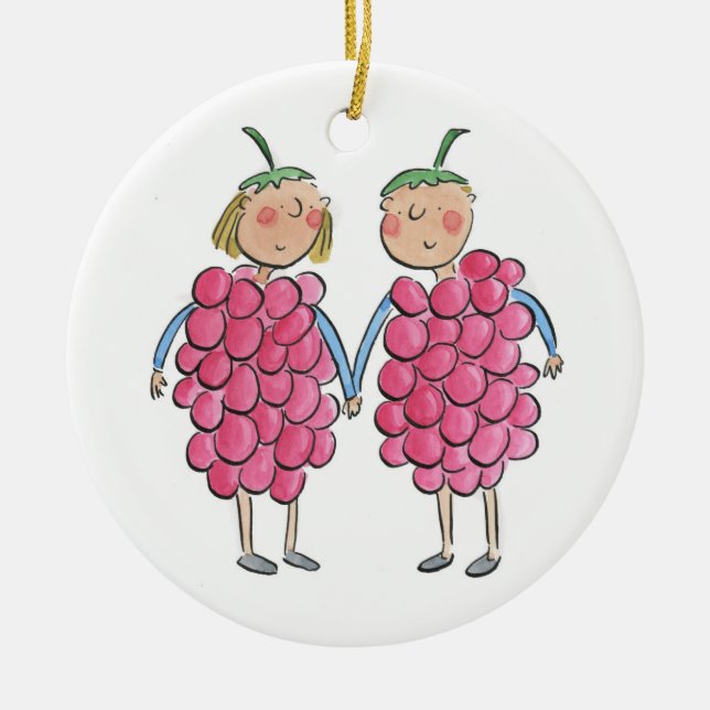 Raspberries Ceramic Ornament (Front)