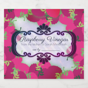 Raspberries flavoued vinegar home canning label