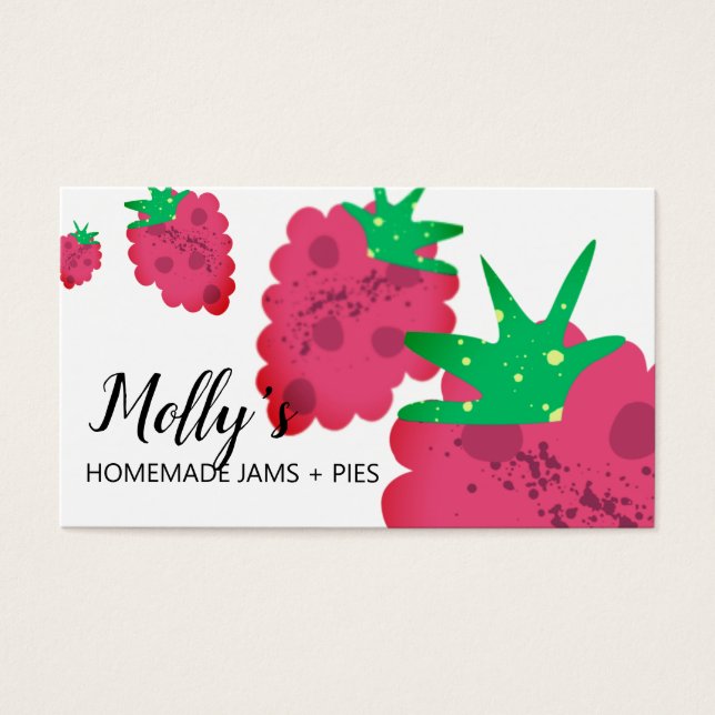 Raspberries fruit jam pies bakery business card (Front)