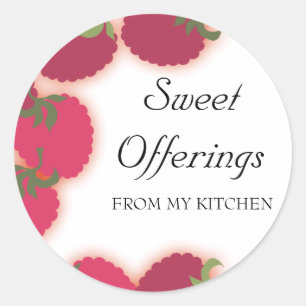 raspberries glow fruit baking ktichen gift stic... classic round sticker