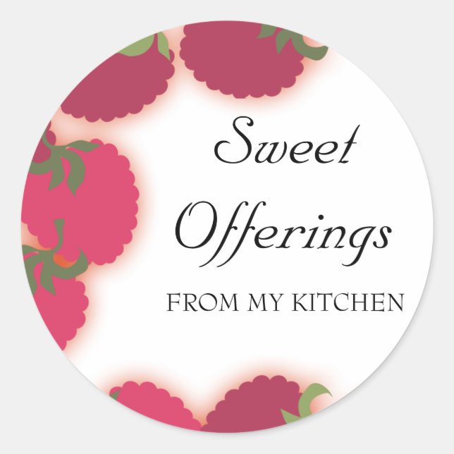 raspberries glow fruit baking ktichen gift stic... classic round sticker (Front)