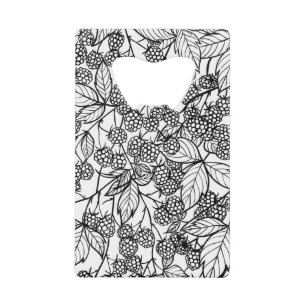 Raspberries hand drawn pattern credit card bottle opener
