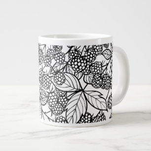 Raspberries hand drawn pattern large coffee mug