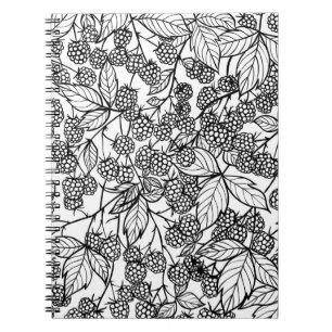 Raspberries hand drawn pattern notebook