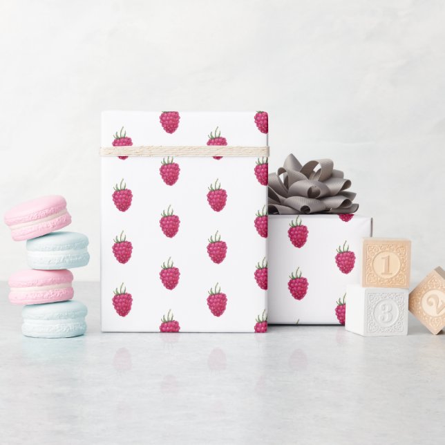 Raspberries Hand-painted Watercolor Pattern Wrapping Paper (Baby Shower)