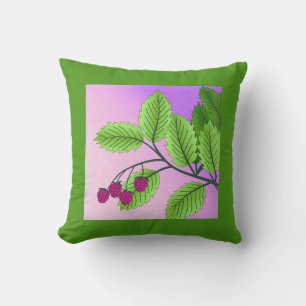 Raspberries on a branch outdoor pillow