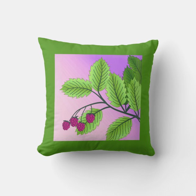 Raspberries on a branch outdoor pillow (Front)