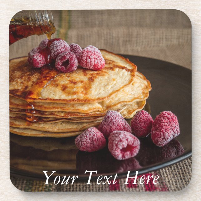 Raspberries on a stack of French Pancakes Coaster (Front)
