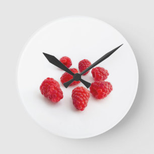 Raspberries Round Clock